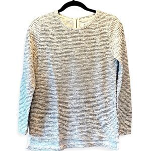 Per Se White & Black Heathered Knit Pullover Sweater - Size Small